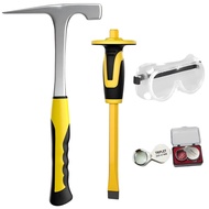 【new24】 4 Piece Geology Rock Pick Hammer Set with Chisel 32oz All Steel Construction