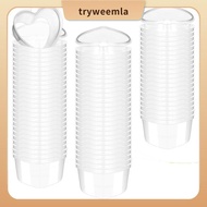 100 Pcs 2.4 Oz Valentine'S Day Heart Shaped Containers Plastic Box with Lids Reusable Small Portion 