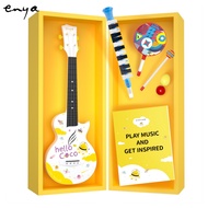 Enya Mini Coco Children's Toy 4-in-1 Music Set Gift, Includes 21 Inch Mini Ukulele, Egg Shaker Set,13-Key Melodica,  Lollipop Hand Drum with Stick for Young Kids Ages 3 and Up