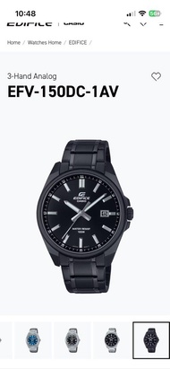 Casio Edifice efv-150dc-1av 黑色鋼帶錶