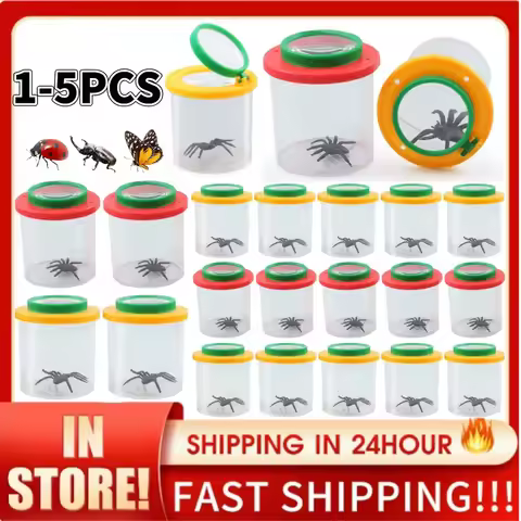 Children Crawlers Animal Spider Insect Box 3X 6X Magnifying Glass Insect Cage Bug Jar for Science Na