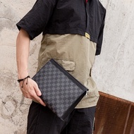 Men Fashion Clutch Bag Hand Carry Bag Leather Grid Business Handbag Office Bag File Bag Beg Lelaki