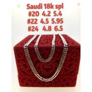 18k Saudi white gold necklace 20inches