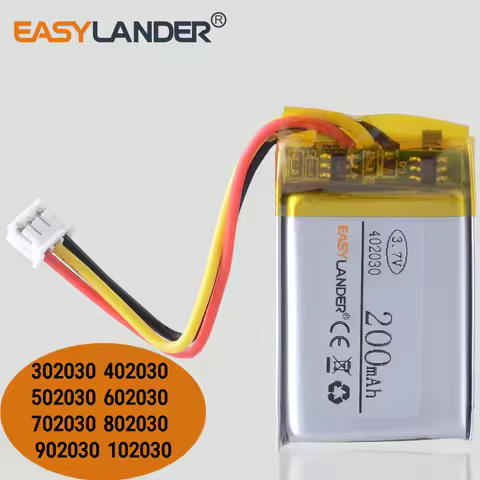 402030 3.7V 200mAh JST 1.5mm 3pin Lithium Polymer LiPo Rechargeable Battery 302030 502030 602030 702