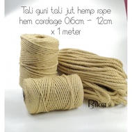 Tali guni tali jut hemp rope hem cordage 0.1cm ~ 1.2cm x 1 meter