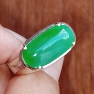 Size 61 Genuine Burmese Jade Ring 7.5 15 2.6 Mm 92.5 Pure Silver