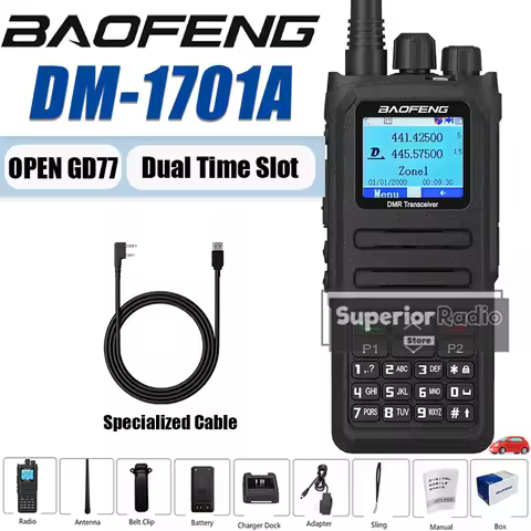 Baofeng DM-1701A DMR Walkie Talkie Open GD77 Dual Mode Analog and Digital Radio 5W Longe Range Dual 