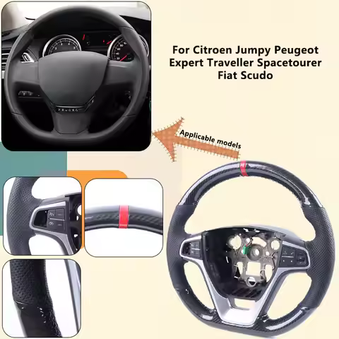 Gloss Carbon Fiber DIY Original Car Steering Wheel Cover For Citroen Jumpy Peugeot Expert Traveller 