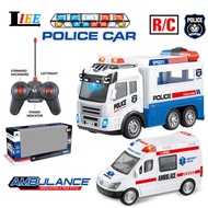 RC Remote Control Electric Police Car Toys Ambulance Model with Alarm Sound Light 4CH Boys Racing Ca
