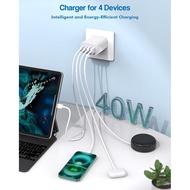 40W iPhone 16 Charger Block, 2Pack 4-Port Fast USB C Charger Blocks, Multiport PD Power Adapter & QC