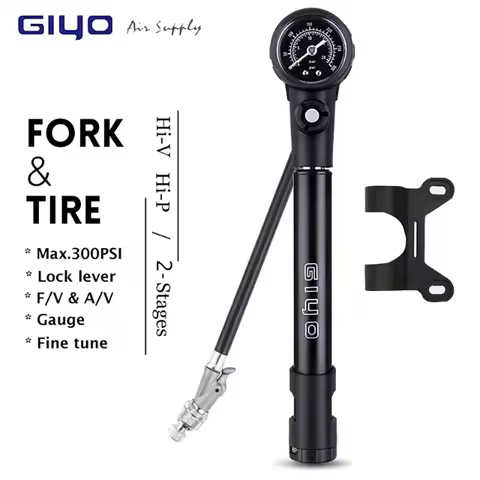 Giyo MTB Shock Pump 300psi Bike Suspension Air Pump with Pressure Gauge Schrader Presta Bike Tyre In