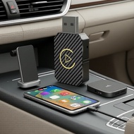 2-in-1 Mini Wireless Adapter for CarPlay & Android, 5GHz WiFi USB-C 2-dalam-1 Mini Penyesuai Tanpa W