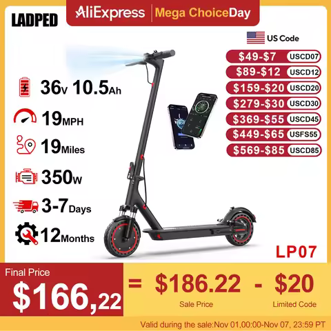 LADPED LP07 Electric Scooter 350W 19mph APP Smart Control 8.5inch tire Folding Electric Scooter 16mi