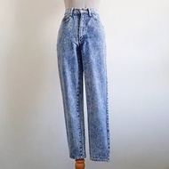 24 腰復古藍色錐形牛仔褲女款高腰牛仔褲牛仔褲 XS