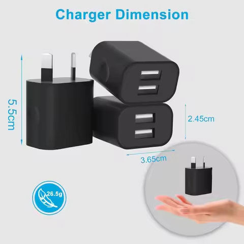 1/3/5pcs Dual USB Power Adapter AU Plug Wall Plug Charger 2-Port Aus USB Plug 5V/2.1A Adapter For iP