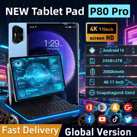 NEW Global Version Tablet Pad P80 Pro Android 15 22GB 2TB 11inch 4K Snapdragon8gen3 Tablet PC 100%Or