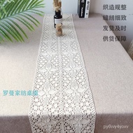 🚓Vintage Crocheted Table Runner Large Rhombus Court Lace Hollow Pastoral Style Table Runner Shoe Cabinet TV Cabinet Ches