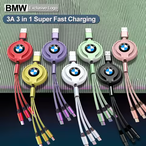 BMW Car Three-in-one Data Cable Retractable Charging Cable Sticker For Performance F30 X7 E91 F40 E9