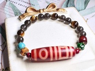 Tibetan Dzi Beads Double Heaven and Earth Dzi Beads 藏传老矿双天地天珠 39.6x12.9mm