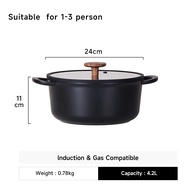 【New Arrival】JEETEE BlackShield Non Stick Casserole with Lid Original Cooking Pot Induction & Gas C