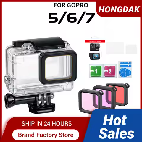 HONGDAK 60m Waterproof Housing Case For Go Pro GoPro 7 6 5 Hero Black Protective Cover Mount With Fi