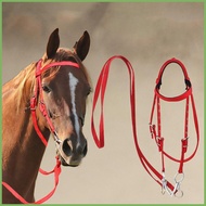 Draft Horse Bridle Anti-Tear Horse Riding Headstall Nylon Equine Noseband Reins for Women Men Soft L