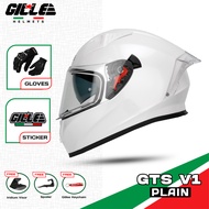 Gille 135 GTS SERIES V1 pearl white Solid Full Face Dual Visor Motorcycle Rider Plain Helmet