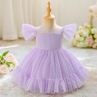MQATZ Toddler Baby Girls 1st Birthday Party Dresses Polka Dot Kids Princess Lace Tulle Clothes Flowe