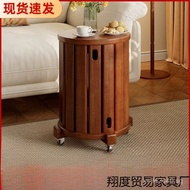 Wheeled Solid Wood Stackable New Chinese Style Round Stool Side Table Stool Low Stacking Stool Home 