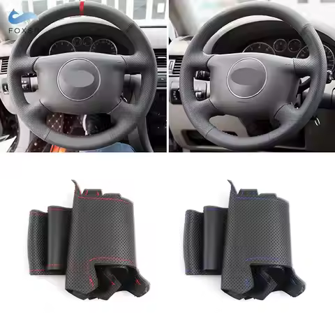 Car Inner Steering Wheel Cover Perforated Leather Trim For Audi A2 8Z A3 8L Sportback 2000-2005 A4 B