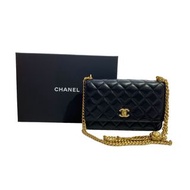 全新CHANEL WOC AP3297 黑色羊皮 金色山茶花調節扣 #BRAND NEW #香榭站正品