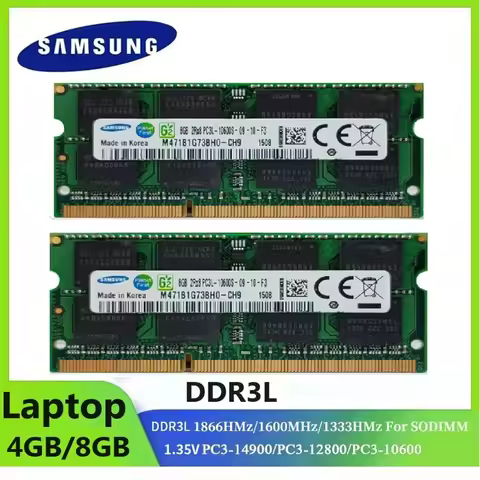 1/2PCS SAMSUNG Memoria Ram Laptop SODIMM DDR3L 8GB 4GB 1333Mhz 1600Mhz 1866Mhz PC3-10600 12800 14900