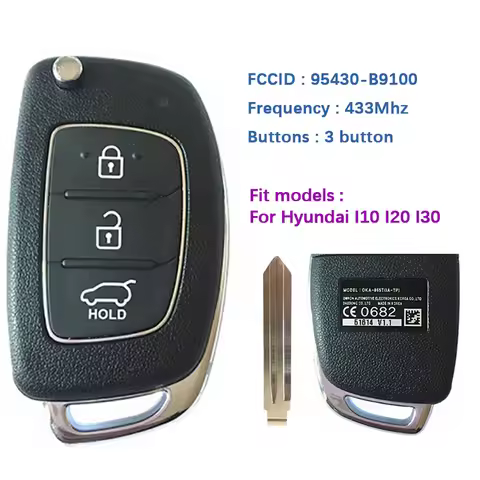 CN020076 Original 4 Button Flip Remote Key For Hyundai I10 I20 I30 With 433Mhz CE0682 FCCID 95430-B9