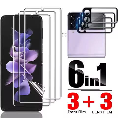6IN1 3D Curved Camera Protector Glass for Samsung Z Flip 3 5G Front Hydrogel Film for Galaxy Z Flip3