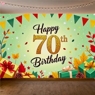 Happy 70th Birthday Party Banner Durable Fabric Birthday Decoration Lightweight Autumn Leaves Party 