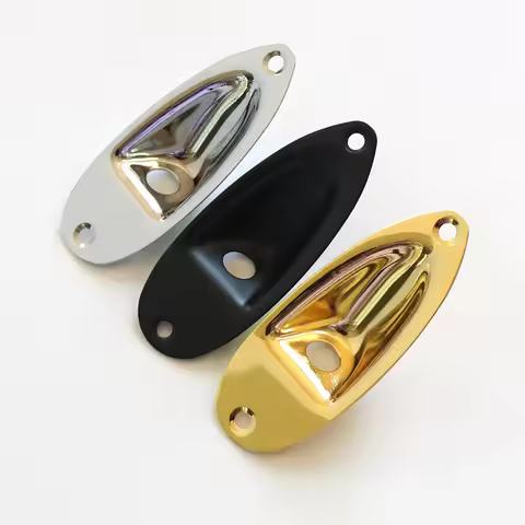 Donlis Boat Style ST Guitar Jack Plate With 6.35 Output Jack in Chrome Black Gold Colors