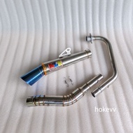 Big elbow Stainless Exhaust Nlk 51mm Muffler open Raider 150carb Raider 150 fi Tmx 125/155 Tmx 150 Euro DL 150 Rusi tc125/150/175 Skygo 125/150/175 Pinoy 125/150 Motoposh 125/150 big elbow Daeng sai4 Nlk 51mm Canister inlet