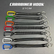 Carabiner Hook Fishing Lanyard Keychain Wire Spring Elastic Rope Spring Wayar Anti Lost Fumble Steel