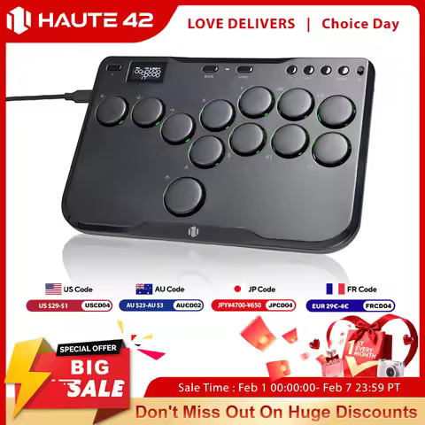 Haute42 Arcade Joystick Mini Hitbox Leverless Arcade Controller For PC/PS4/PS5/Switch Leverless Arca