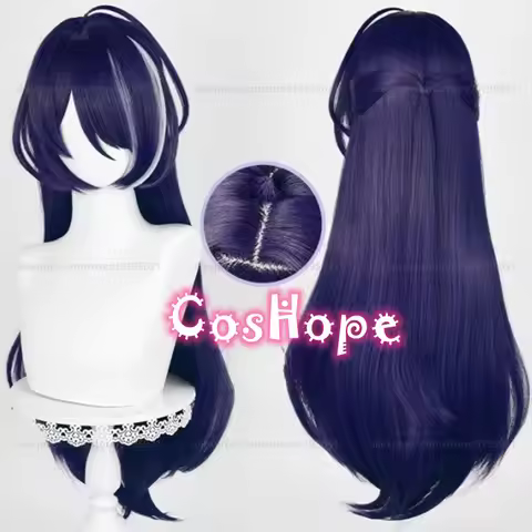 HSR Acheron Cosplay Wig 85cm Long Straight Wig Purple Blue White Wig Cosplay Anime Wigs Heat Resista