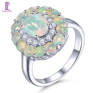 Lohaspie Jewelry Nhẫn bạc Sterling 925 178 carat thật Nhẫn Opal tự nhiên nguyên bản Nhẫn bạc 925 cho