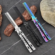 Butterfly Folding Comb Stainless Steel Straight Back Training Comb Training Practice Butterfly Shape
