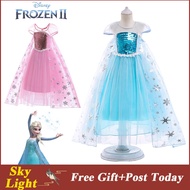 Frozen Elsa Dress For Kids Girl Disney Princess Pink Blue TUTU Dress Short Sleeve Gown For Kids Halloween Baby Clothes