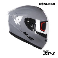 BOSHELM Helm NJS ZX-1 Solid STONE GREY GLOSSY Helm Full Face SNI