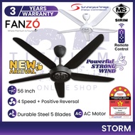 [NEW2023] FANZÓ FANZO STORM 56Inch 5 Blades AC Motor with Remote Control Ceiling Fan Kipas Siling Kipas Syiling