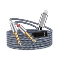 Lighting to Dual 6.35mm 1/4" TS Mono Stereo Y-Cable Splitter Lightnoing to Dual 1/4 inch Audio Cable