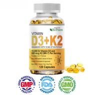 Vitamin D3 K2 10000 IU D3 + 200mcg K2 MK7 Immune Support Supplement with BioPerine