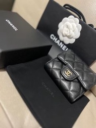 Chanel 經典荔枝皮銀包 三摺 淡金扣 99%新 閒置品