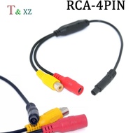 !4-Pin Male to RCA Female &amp; DC Jack Female CCTV Vehicle Camera Adapter