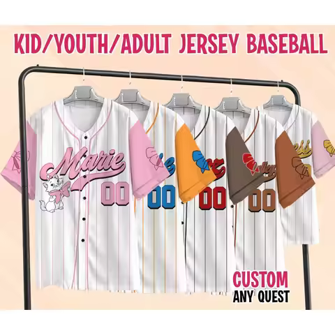 Disney The Aristocats Baseball Jersey Collection Disney Jersey Marie Cat Shirt Magic Kingdom Jersey 